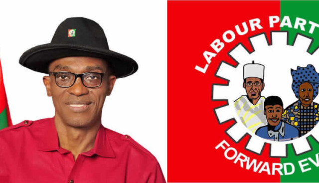 Labour Party National Chairman, Julius Abure and Labour Party Logo